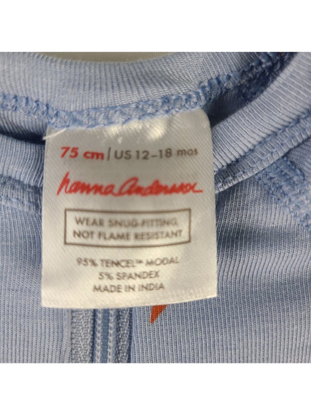 Hanna Andersson Baby Blue Pajamas Sleeper 12-18M Tencel Modal Moon & Star Print - Picture 2 of 5
